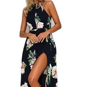 Sexy Unique Floral High Split Dress